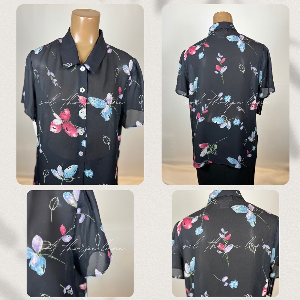 Black Blouse with Flowers